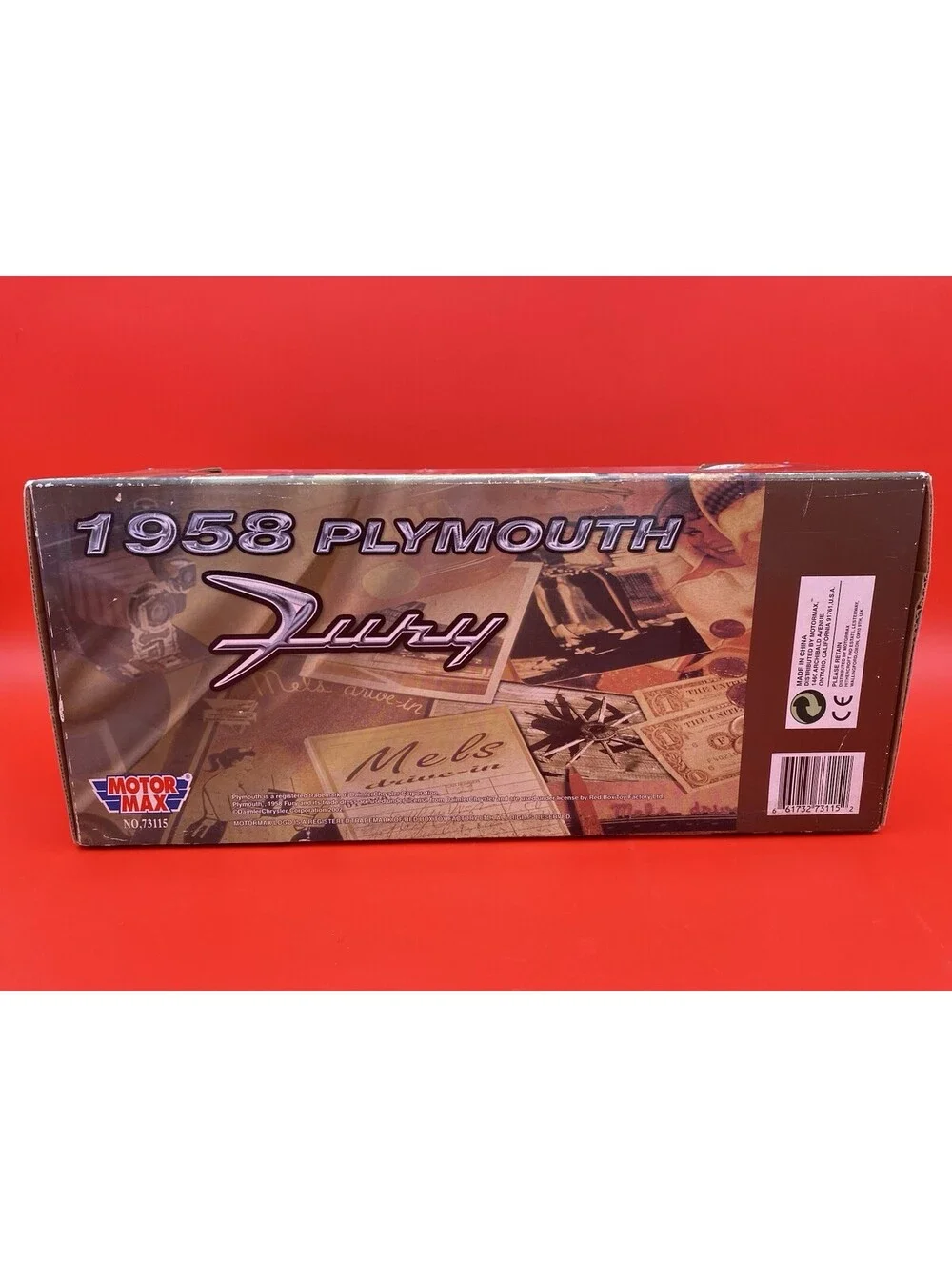 1958 Plymouth Fury Black 1/18 Scale Diecast Model Car - New - 2002 Motor Max NOS